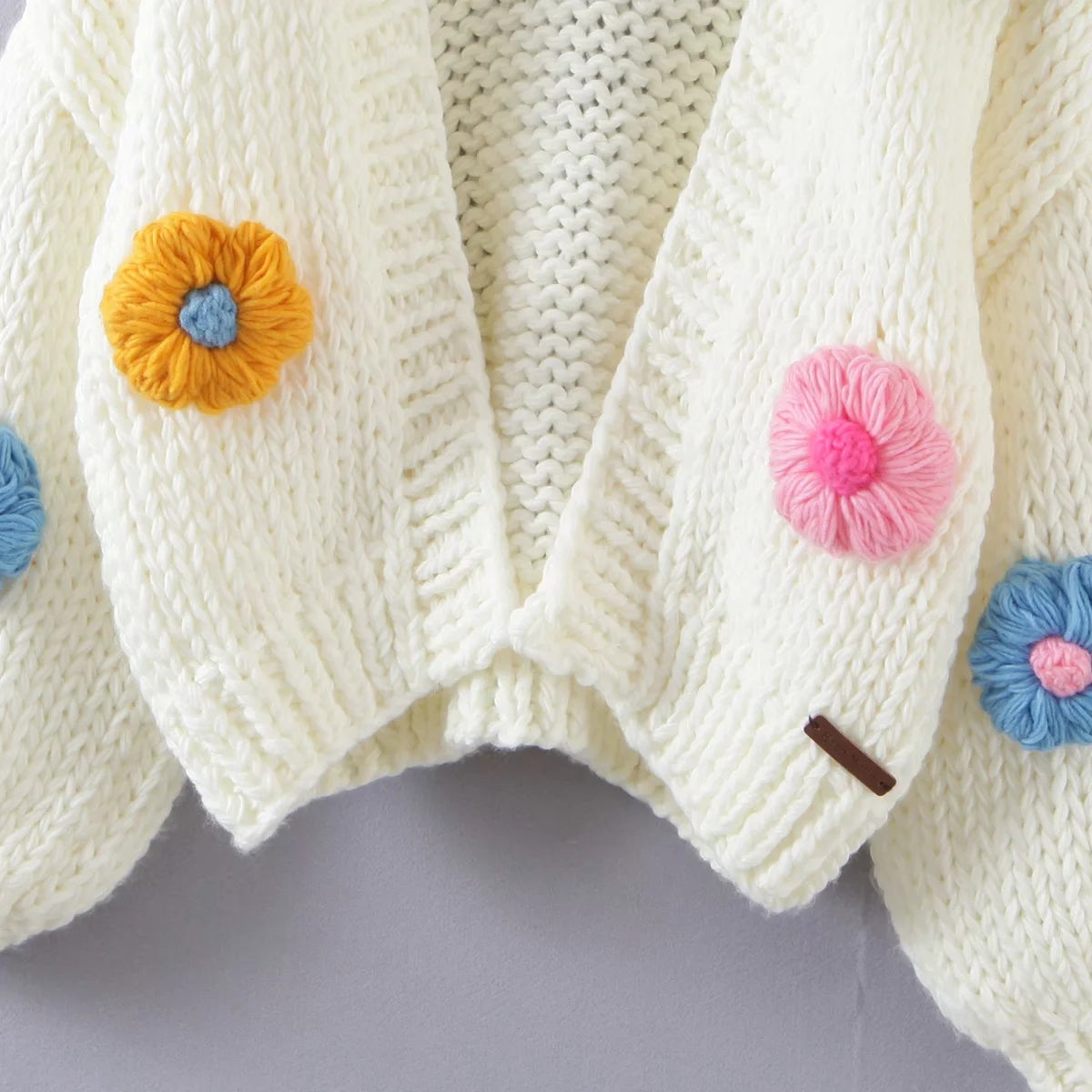 The Multicolor Flower Puffs Cardigan